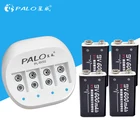 Зарядное устройство PALO 9 В для литий-ионных аккумуляторов 6F22, 4 шт., 9 В, 600 мАч