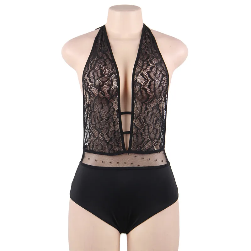 Comeonlover кружево облегающий костюм белье Тедди Tenue пикантные Femme Erotique с глубоким v-образным вырезом на спине вырез размера плюс сексуальное боди для секса R80778