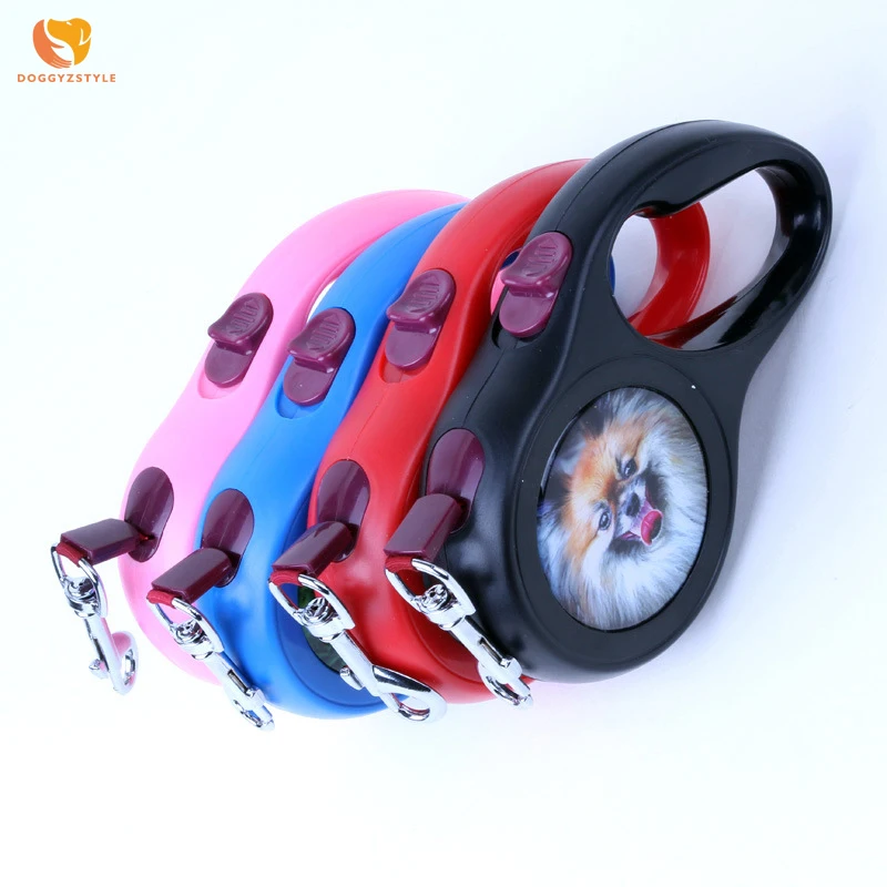 Мультфильм полиэстер собаки поводок Регулируемая животный принт Автоматическая