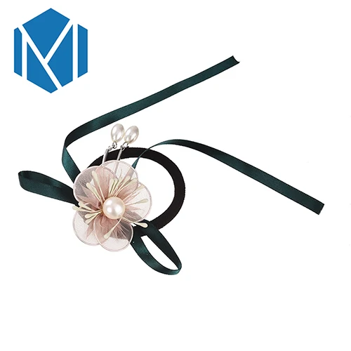 Pink Flower Модная Заколка-цветок для девочек Ленточные резинки для волос сладкий жемчуг конский хвост резинки для женщин Бабочка повязка на голову с бахромой женские аксессуары для волос галстук - Цвет: Pink Flower
