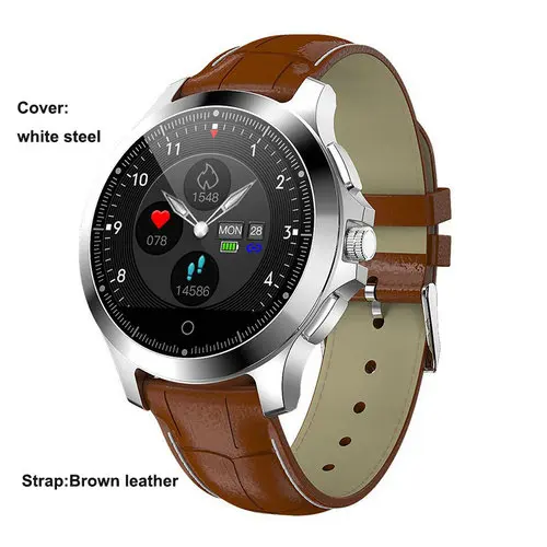 Brown leather ЭКГ+ PPG IP67 водонепроницаемые Смарт-часы кровяное давление мужские Bluetooth 4,0 шагомер расстояние пульсометр умный Браслет pk band 4 H9 - Цвет: Brown leather