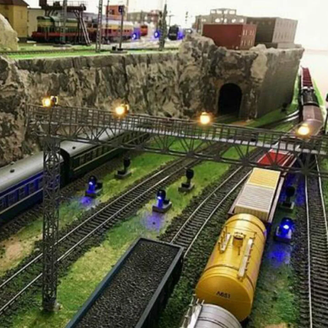 1: 87 Железнодорожный сигнальный светильник лампа низкого сигнала для хо масштаб песка сцена модели строительных комплектов-красный+ желтый+ зеленый