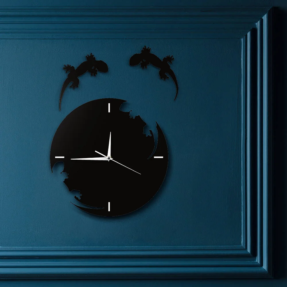 Абстрактное настенное искусство Geckos Escape от часов Gecko настенные часы Саламандра
