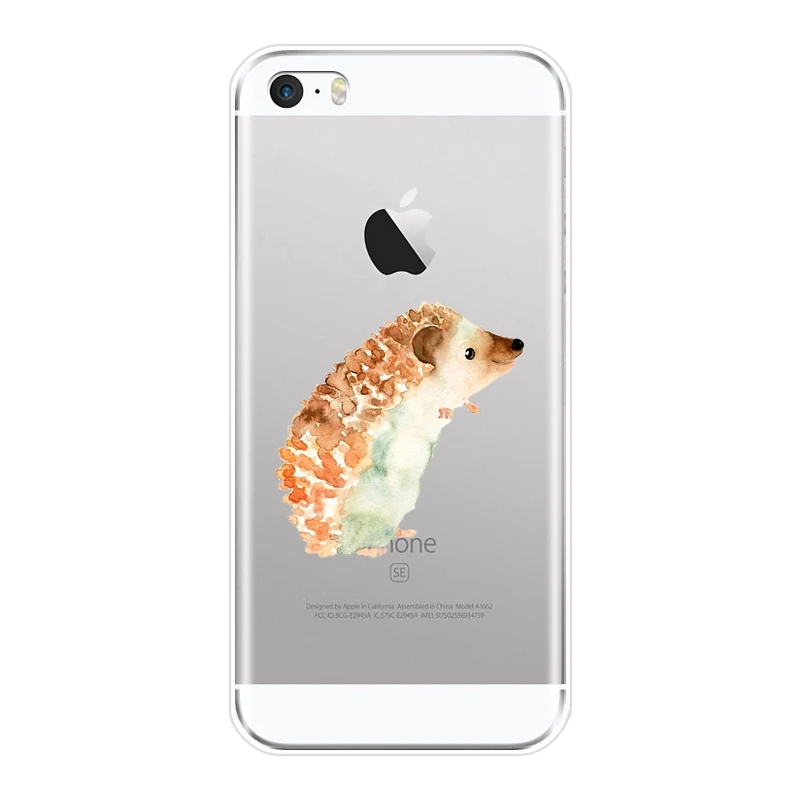 Чехол-накладка для Apple iPhone 4 4S 5 5C 5S SE силикон с рисунком ежика сердца милых цветов |