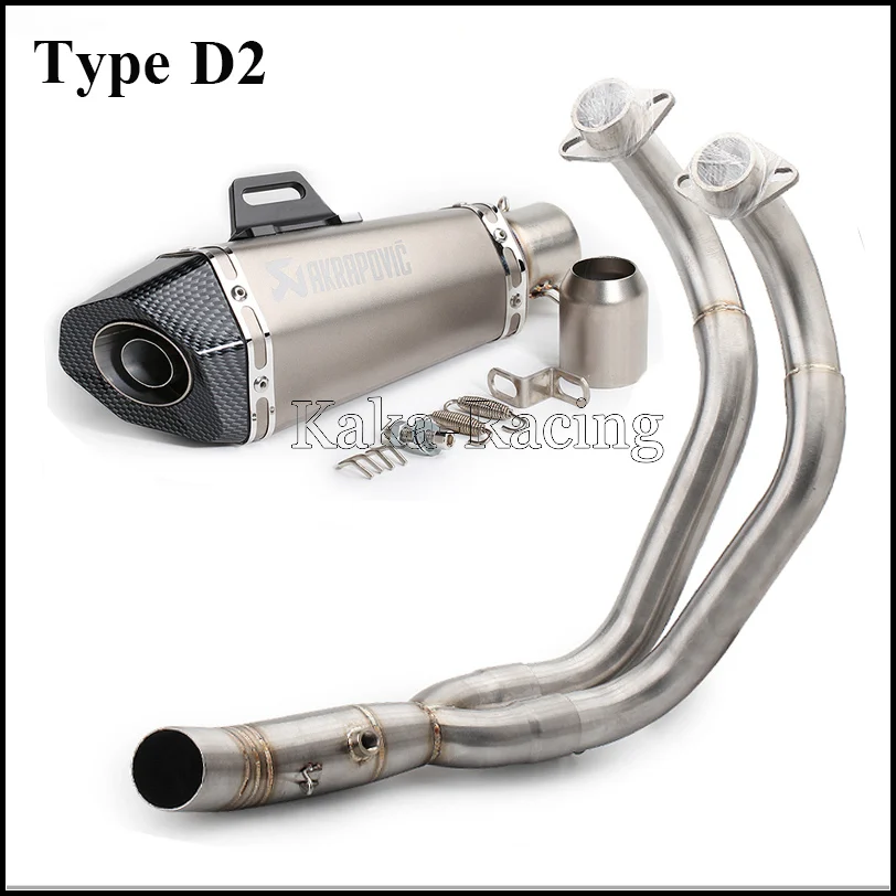 Type D2 Мотоцикл выхлопной полная Системы для Yamaha MT07 MT-07 FZ07 FZ-07 Tracer выхлопной глушитель выхлопных газов - Цвет: Type D2