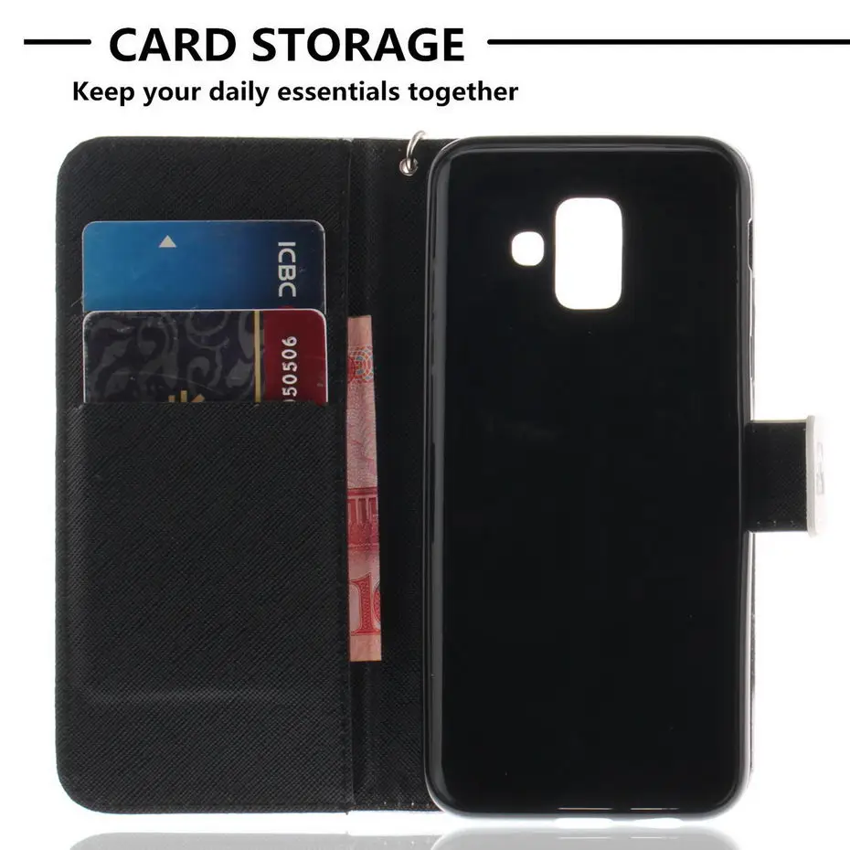 Leather Flip Case Coque Funda For Samsung Galaxy A6 2018 Plus Wallet Card Holder Bag Cover Phone | Мобильные телефоны и
