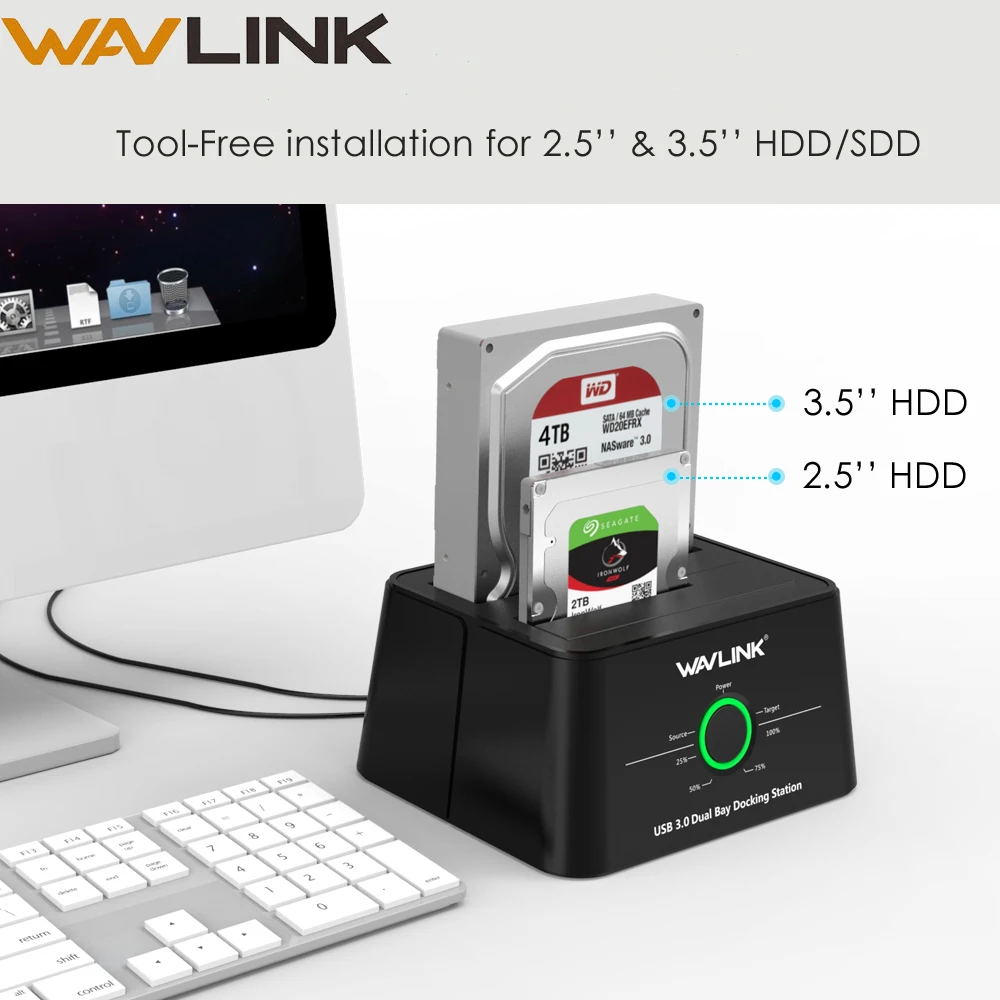 Wavlink SATA внешний hdd ssd корпус 2 Bay док станция USB3.0 офлайн клон функция 8 ТБ для 3 5 &quot2