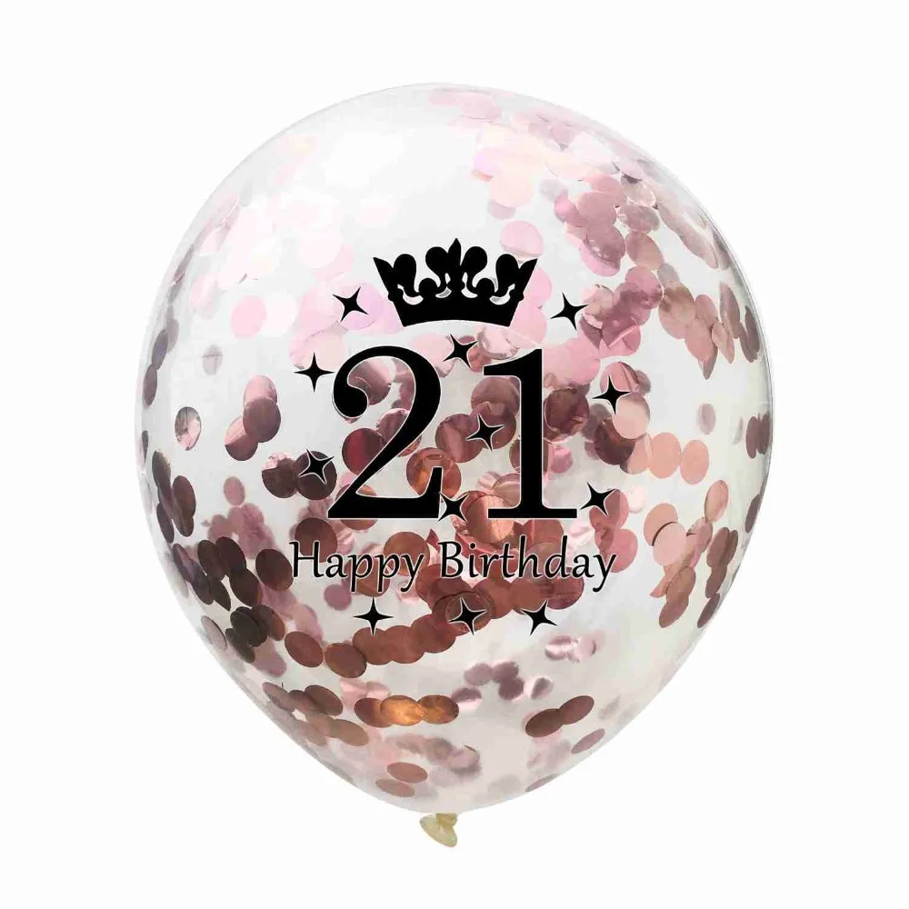 5pcs 12Inch Crown Confetti Clear Balloons Latex Princess Boy Birthday Balloons 18 20 30 40 50 Anniversary Wedding Party Decor