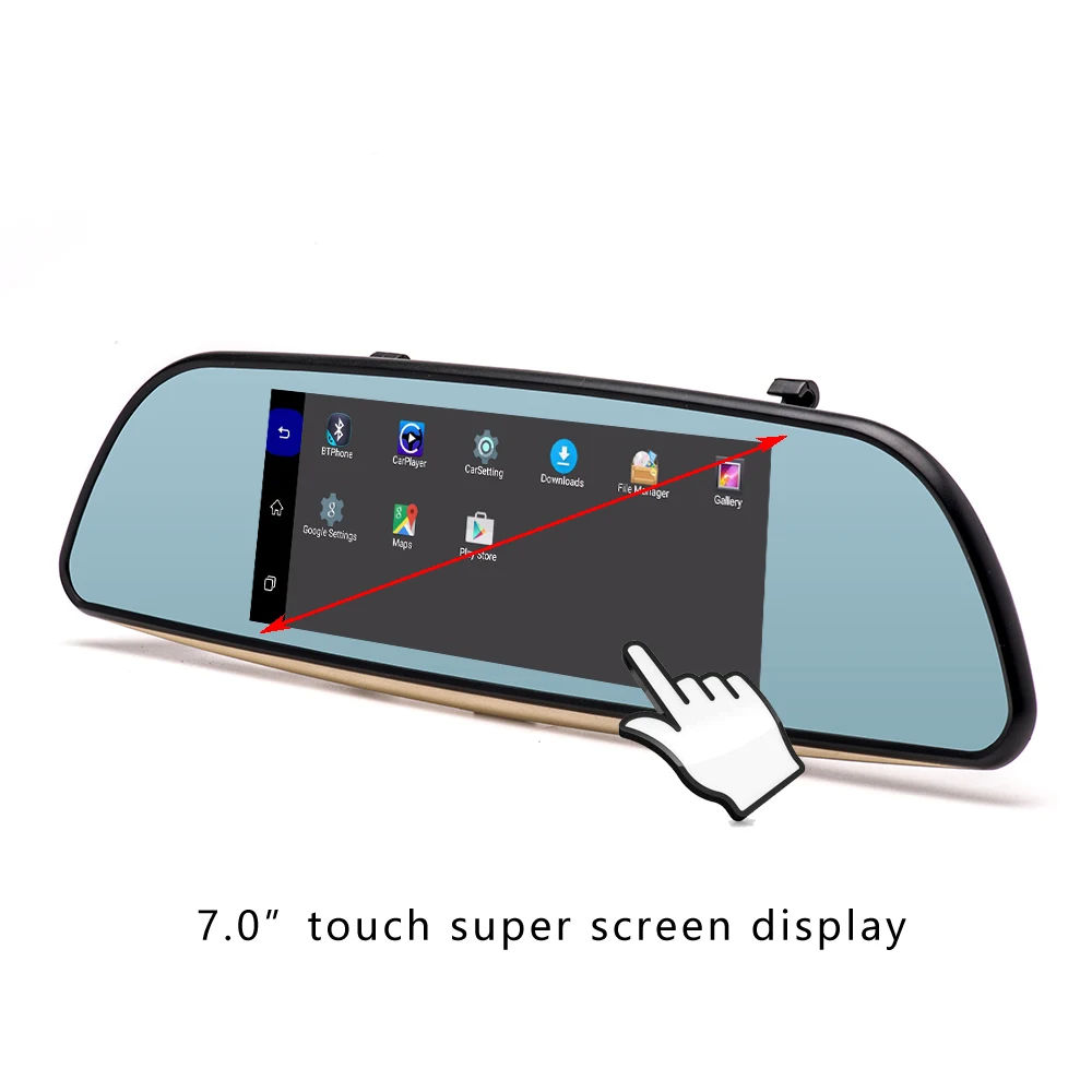 Podofo 5 &quot3g Автомобильная камера DVR gps Bluetooth двойной объектив зеркало заднего вида