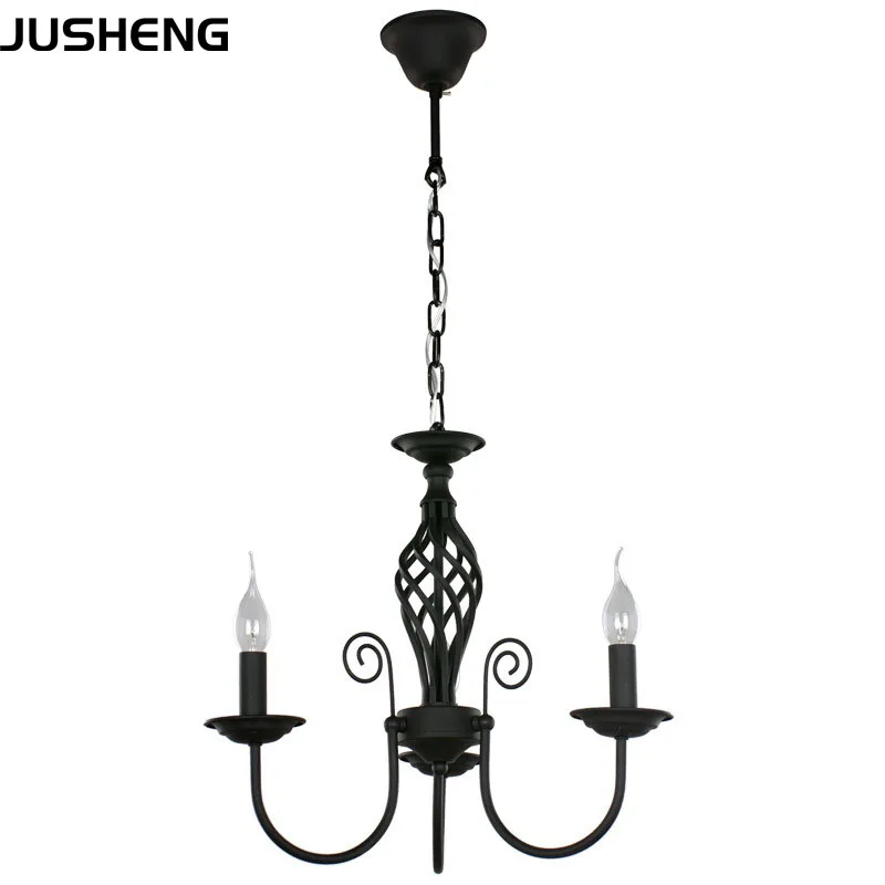 JUSHENG American Retro Style Iron Chandelier Lighting Led E14 Bulb Luminarias Dining Room Kitchen Chandeliers 3/5/8T | Лампы и