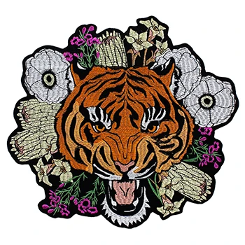 tiger 1 шт. качественные нашивки в виде большой змеиной головы тигра с цветочной вышивкой на железе модная одежда куртка значок аппликация аксессуары P94 - Цвет: tiger