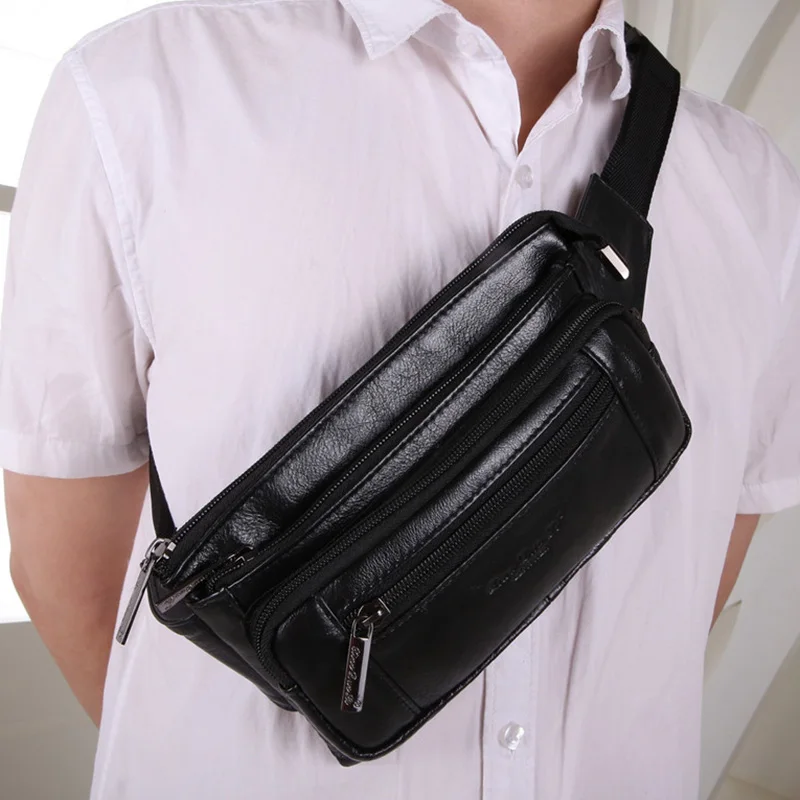 Поясная Сумка из воловьей кожи для мужчин саквояж на бедро с петлями сумочка