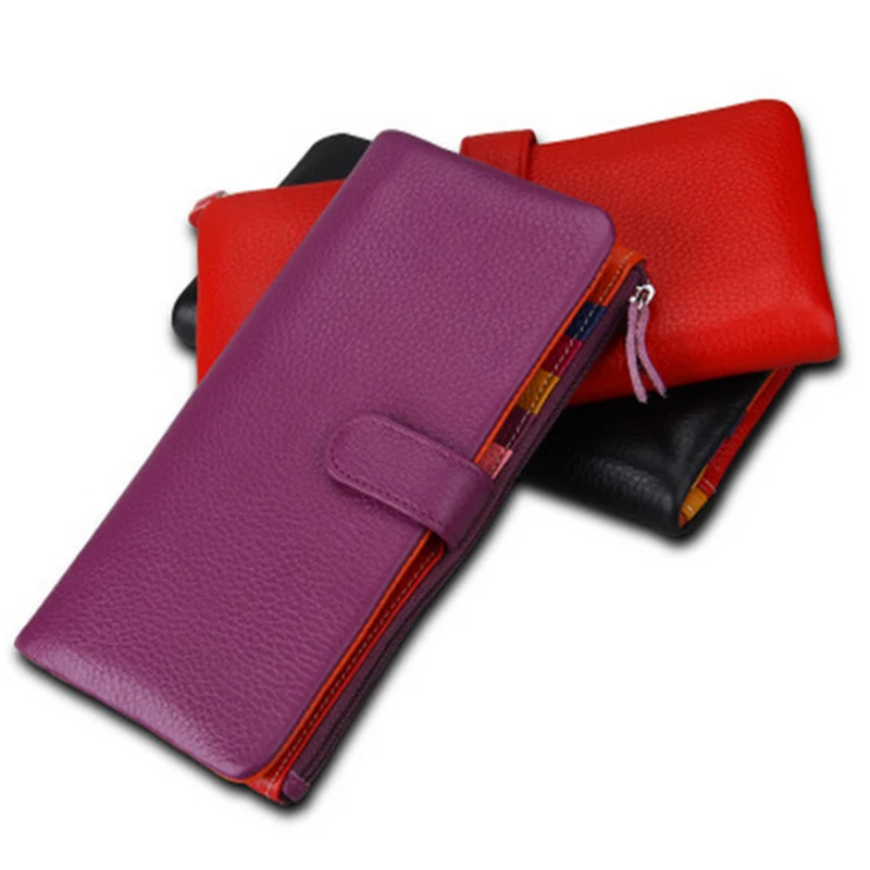 New Women's Purse Genuine Leather Wallets Brand Coin Purses Female Thin Wallet Passport ID Card Holders | Багаж и сумки