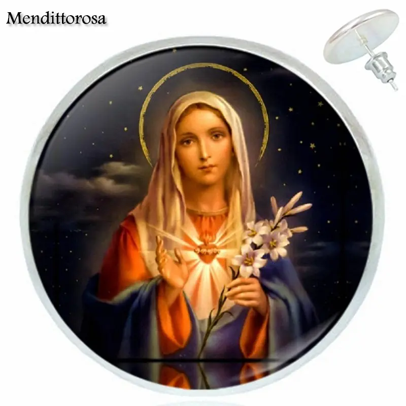 Благословенная девственная Мария бижутерия со стеклянными кабошонами с