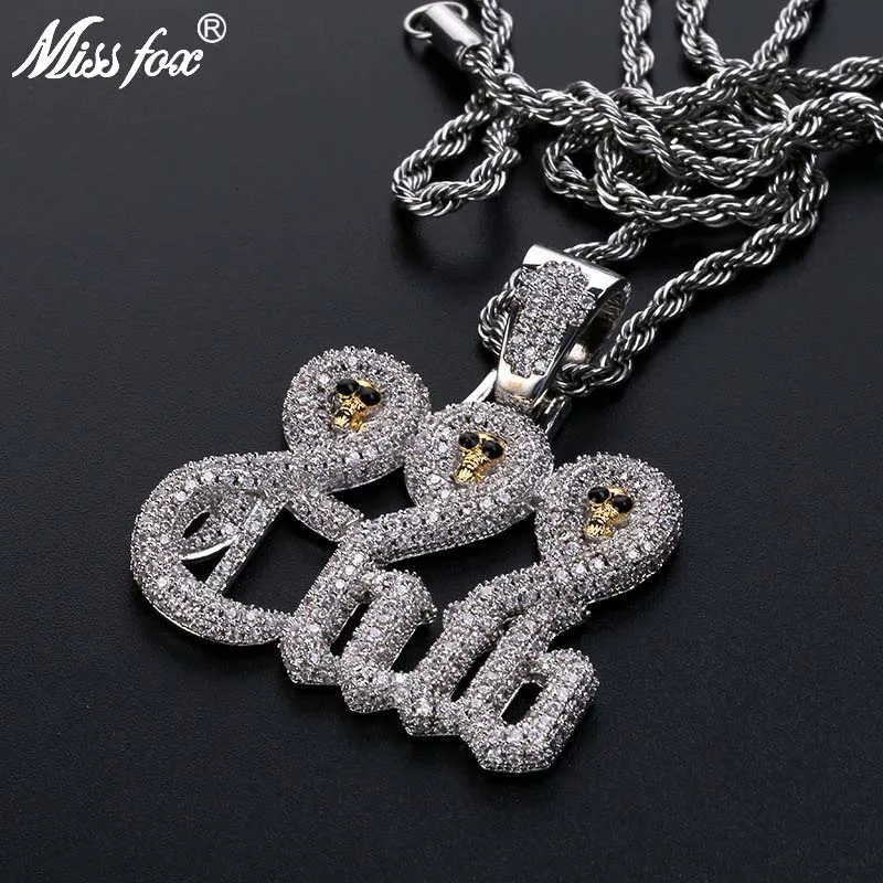 

Missfox Hip Hop 999 Skull Club Personalized Necklace 24k Gold Plated Hq Cubic Zirconia Punk Men's Locket Pendant