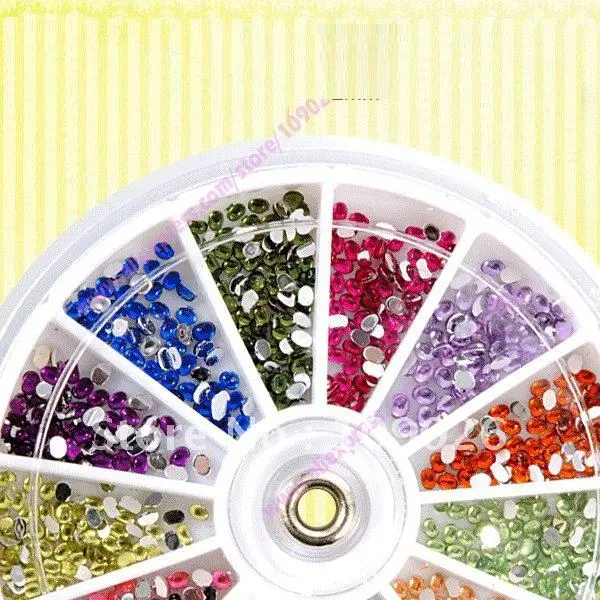 

12 Color Ellipse Nail Art Gems Rhinestones Deco Glitters Beautiful decoration