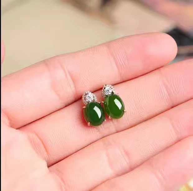 Серьги женские из серьги-гвоздики с драгоценными камнями серебра 925 пробы