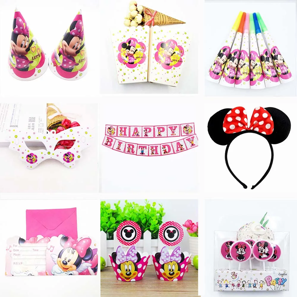 

Disney party supplie Minnie Mouse Girls Kids Birthday Party Decoration Set Mickey Party Supplies Baby Birthday Party Pack event