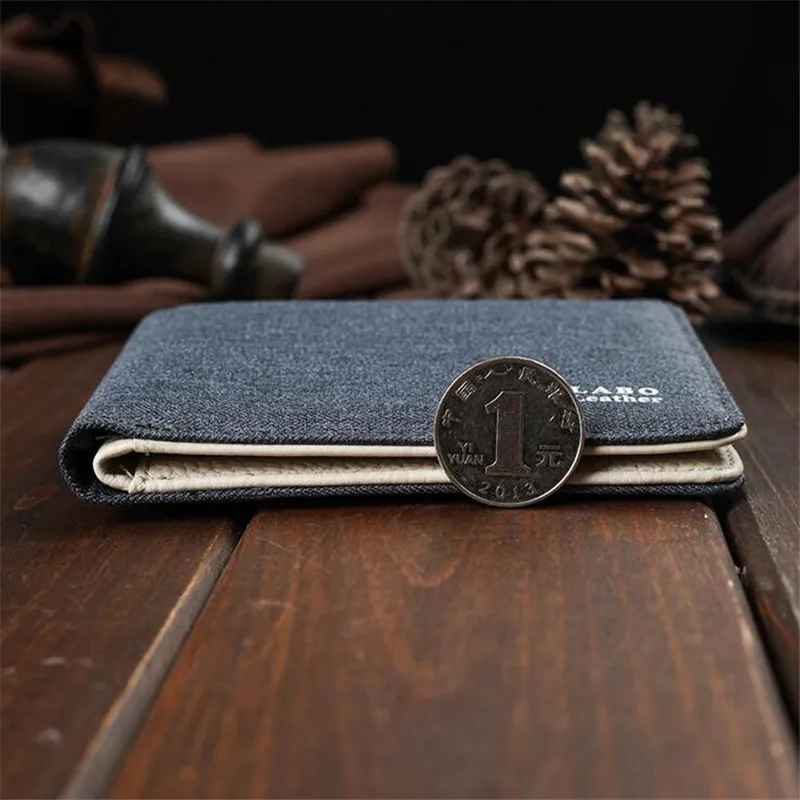 Новый брендовый короткий дизайнерский мужской Холщовый кожаный кошелек с