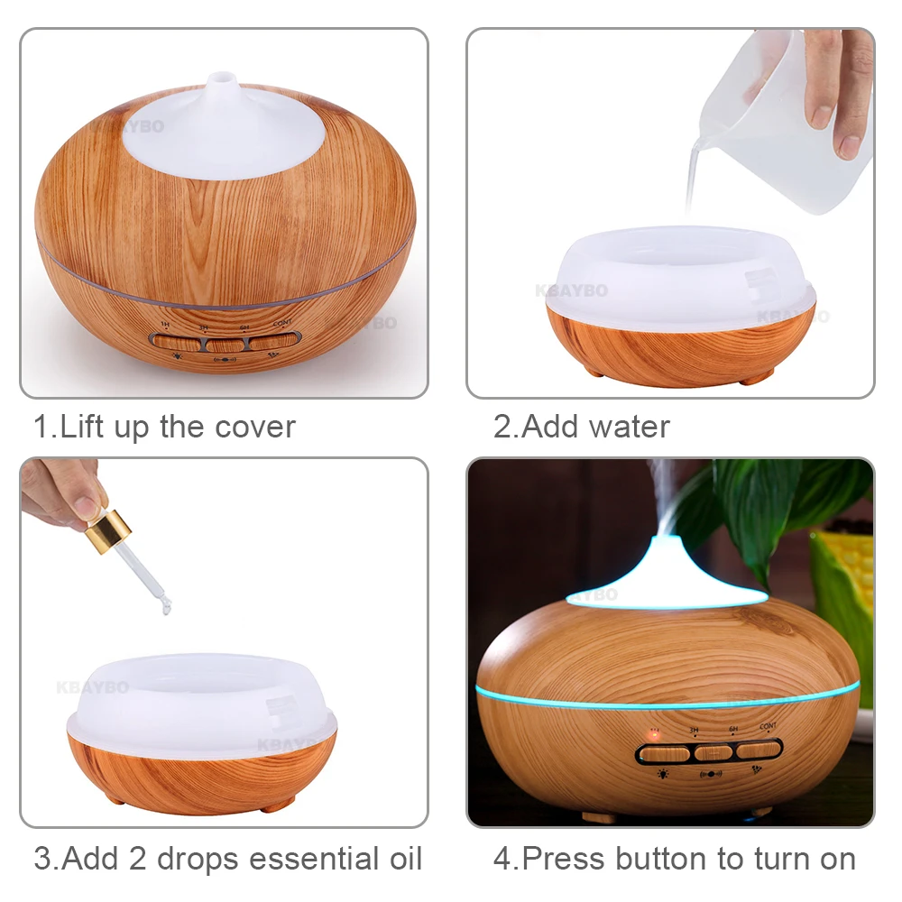 KEBEIER 300ml Air Humidifier Essential Oil Diffuser Ultrasonic Cool Mist LED Night Light for Office Home Bedroom Room |