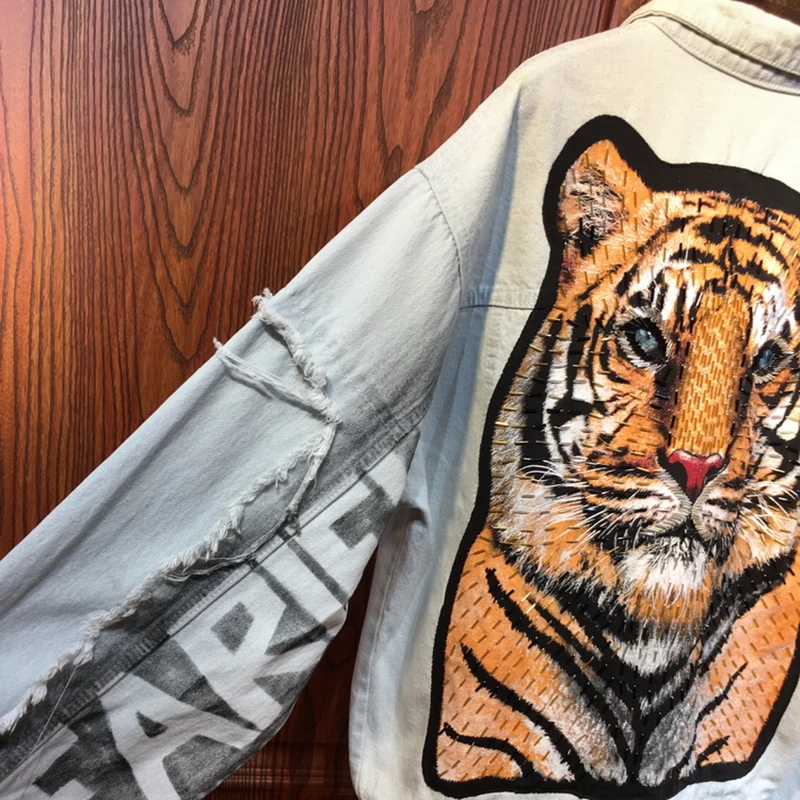 Новый Узор модная сумка в руку с расшитым бисером и тигра патч граффити мужкая