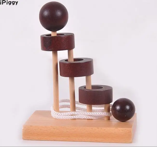 Настольная Новинка iPiggy 3D деревянная веревочная петля головоломка IQ Mind