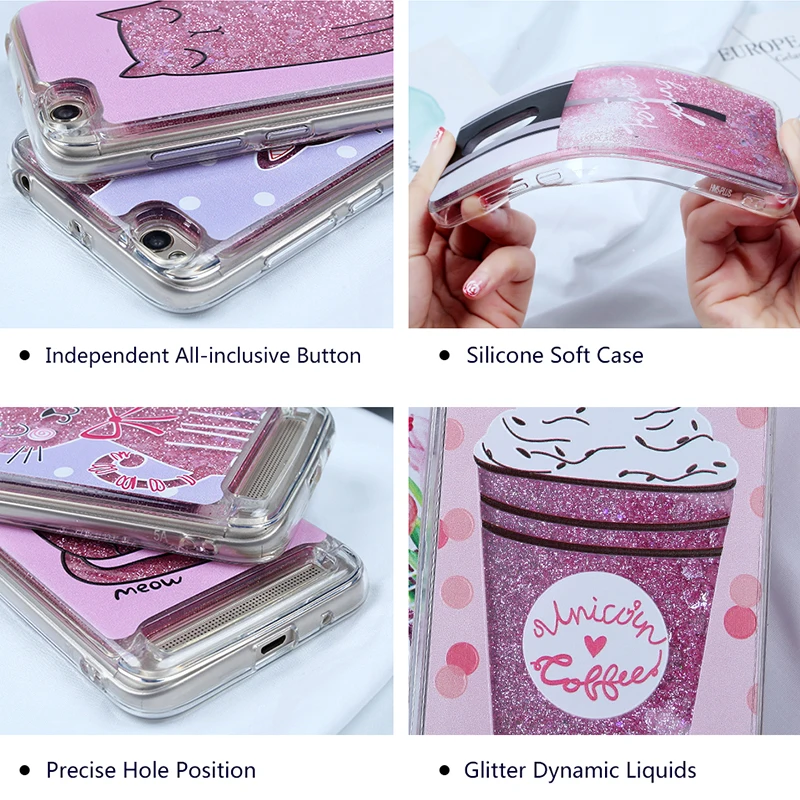 Чехол Bling для Xiaomi Redmi 5A прозрачный мягкий силиконовый TPU 6X 5 Plus S2 4A 4X красивый жидкий наливной.