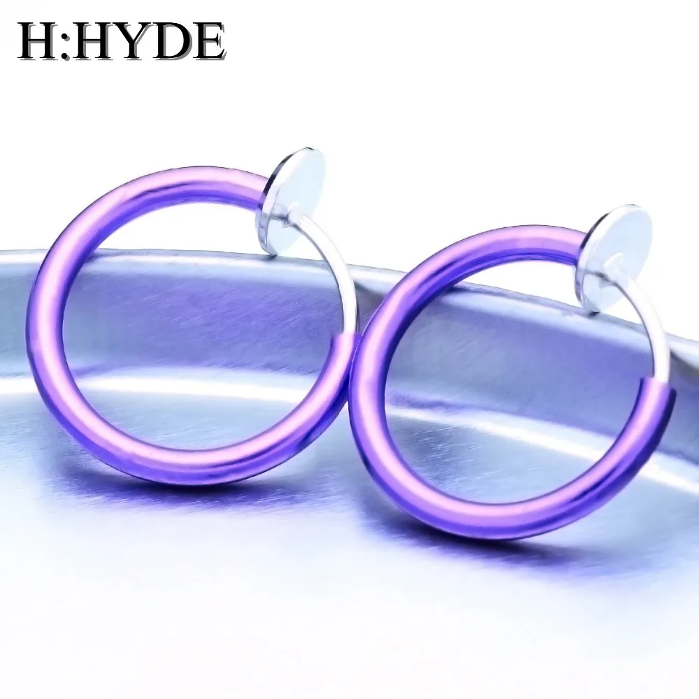 H:HYDE 14 Colors Goth Punk Nose Clip Fake Septum Piercing Body Lip Hoop Ear Tongue Earrings|clip earrings|pierced clip earringspiercing |