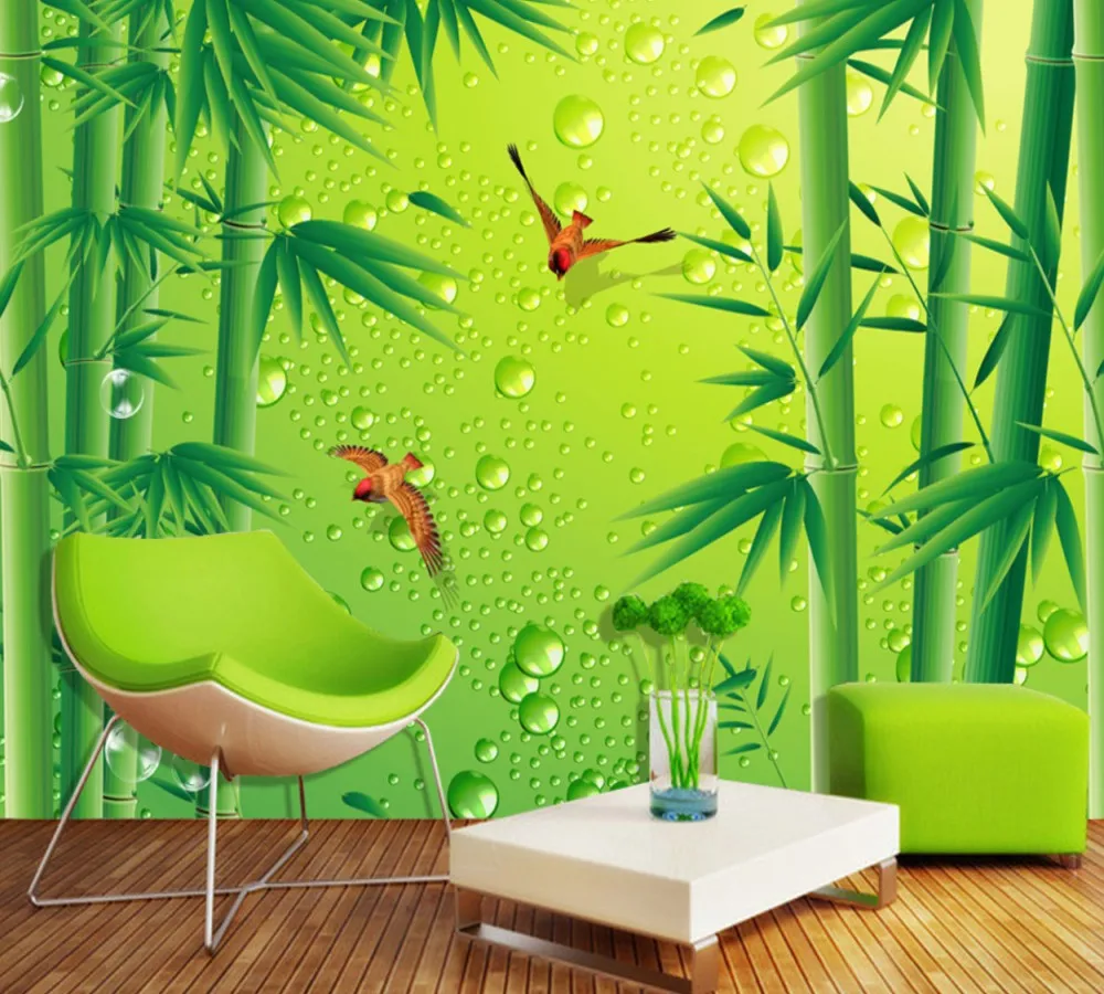 Бесплатная доставка высокое разрешение свежий бамбуковый лес птицы фон для