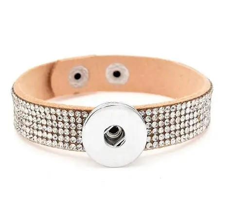 Женский Многослойный кожаный браслет стразы 8 цветов 18 мм|button bracelet|snap button