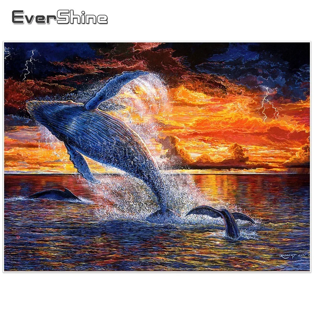 EverShine Diamond Embroidery Animals Painting Full Round Dolphin Pictures If Rhinestones Mosaic Home Decor|Алмазная мозаика и
