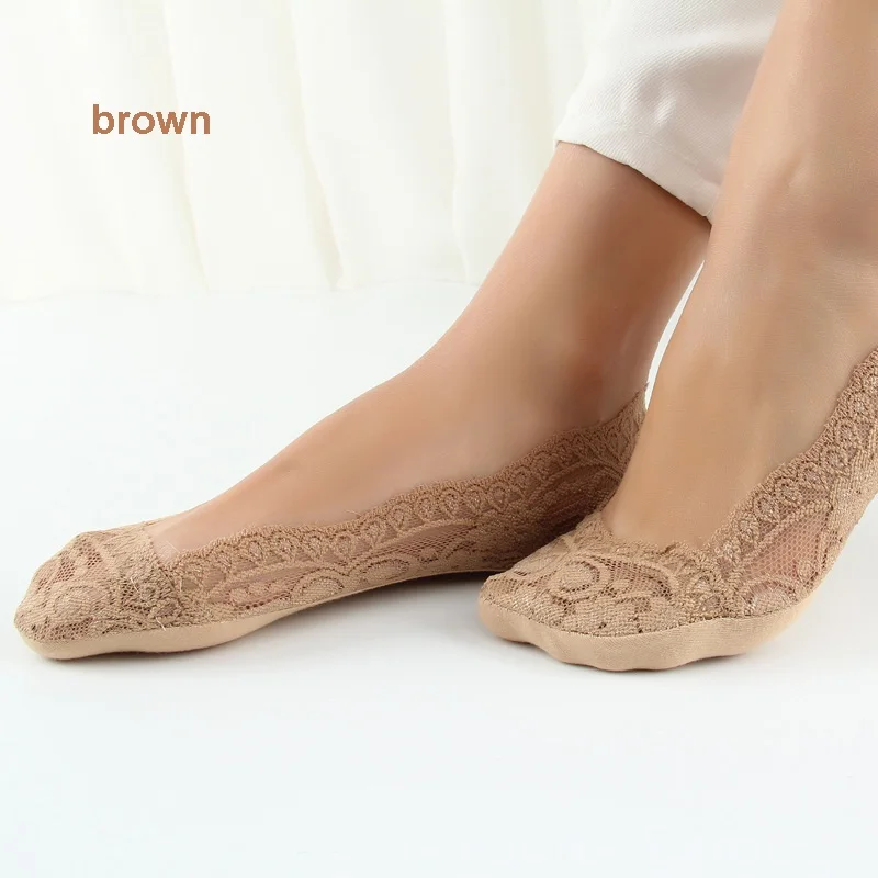 6 шт. = 3 пар/лот женские кружевные носки из бамбукового волокна невидимые