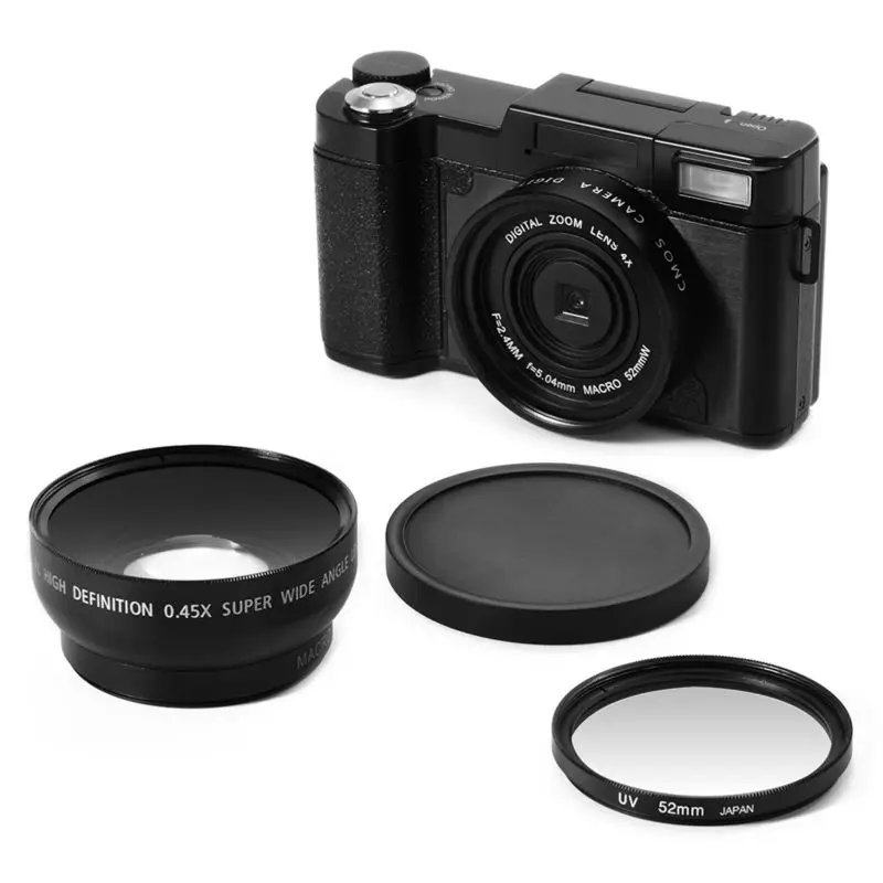 JOZQA 24MP HD полуdslr профессиональная цифровая камера s с 4x телефото рыбий глаз и