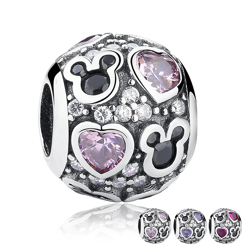 100% Стерлинговое Серебро 925 пробы Тибет цельное сердце и Микки штампованный Шарм