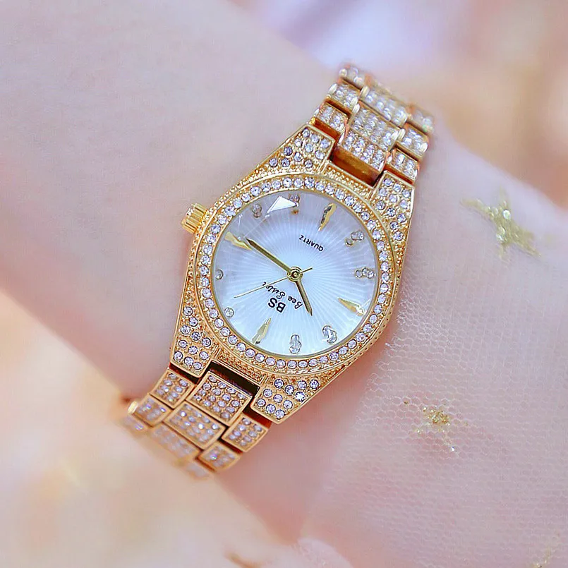 Часы наручные BS женские с золотым наполнителем брендовые Роскошные