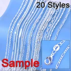 Цепочка с карабином из серебра 925 пробы, 18 дюймов, 20 шт.