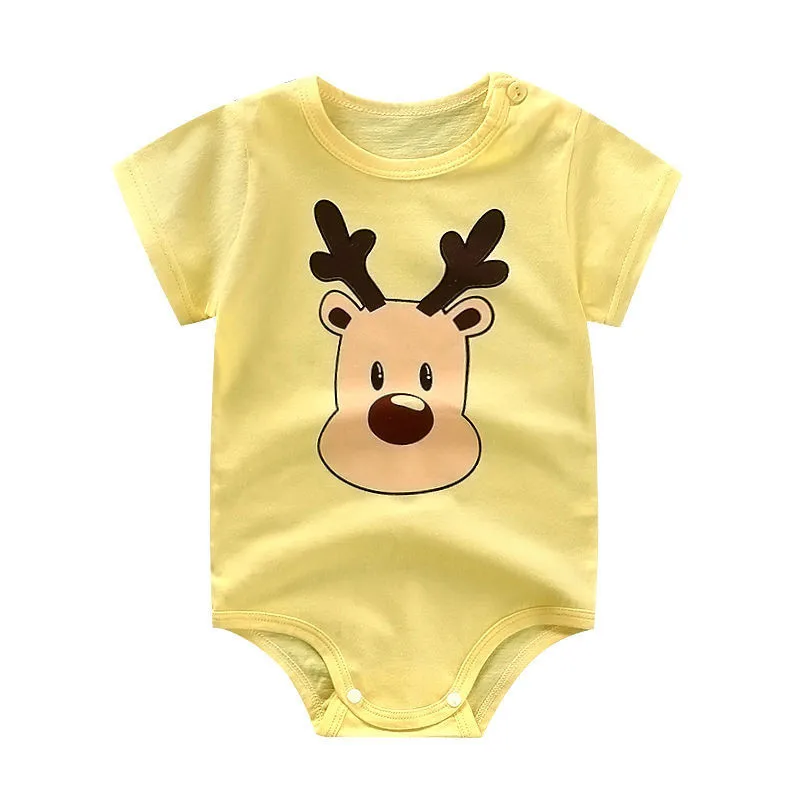 romper19 В году, летний хлопковый комбинезон для девочек с рисунками животных. Комбинезон с короткими рукавами для новорожденных/малышей - Цвет: romper19