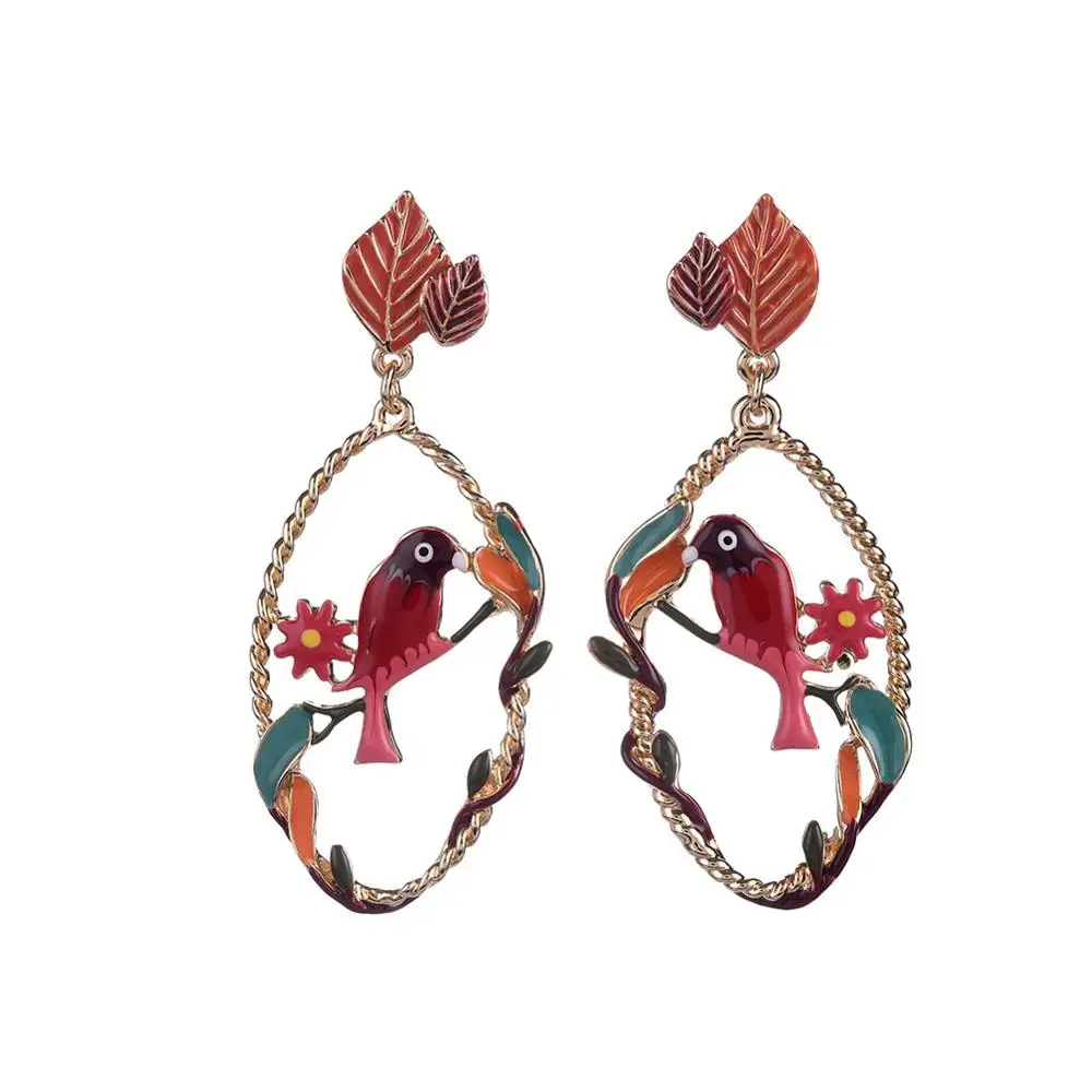 Серьги Подвески ручной работы в виде птицы цветка 2019 богемные длинные большие