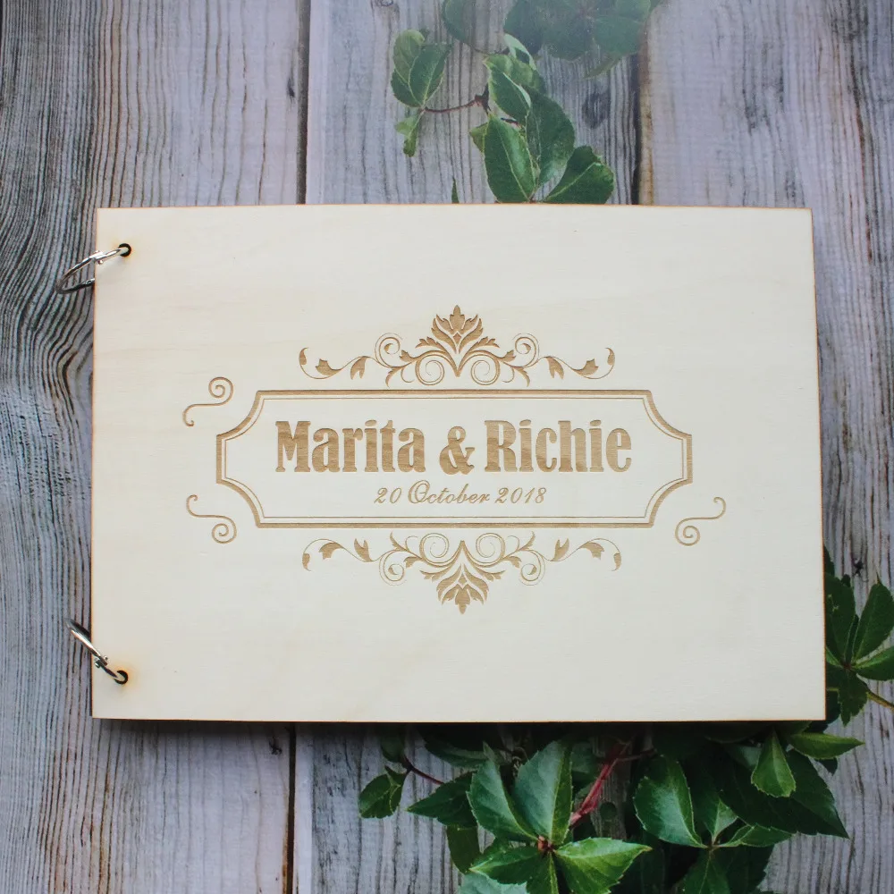 

Custom Wooden Guest Book for Entrance Signature Personalized Wedding Guest Books Photo Album Bridal Shower Keepsake