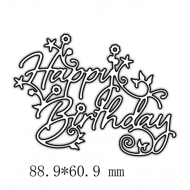 Happy Birthday Смешанные Цветочные Слова металлические Вырубные штампы трафарет для DIY скрапбукинга декоративное тиснение ручной работы вырубной шаблон Новинка - Цвет: Happy Birthday