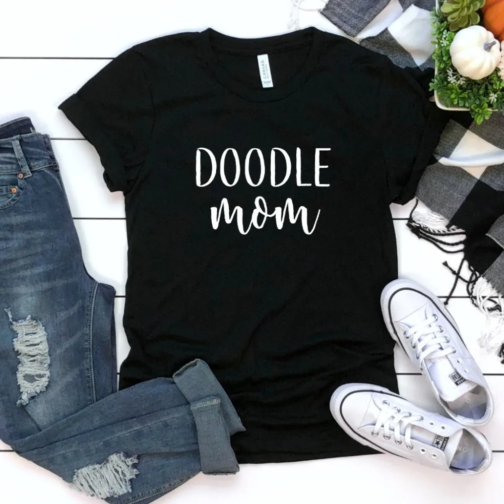 Женская хлопковая футболка с надписью Doodle MOM Повседневная забавная для девушек