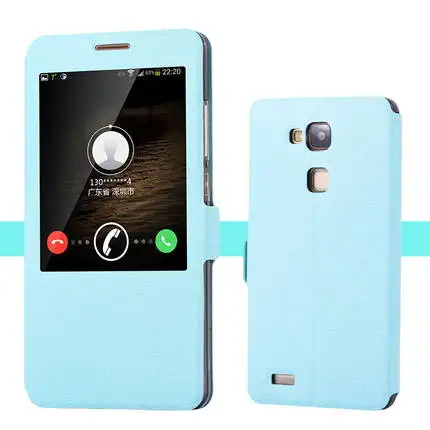 Light blue Открывающееся окно чехол s для huawei Ascend Коврики 7 Чехол MT7-TL10 MT7-CL00 MT7-TL00 задняя крышка флип кожаный чехол для huawei Коврики 7 MT7 - Цвет: Light blue