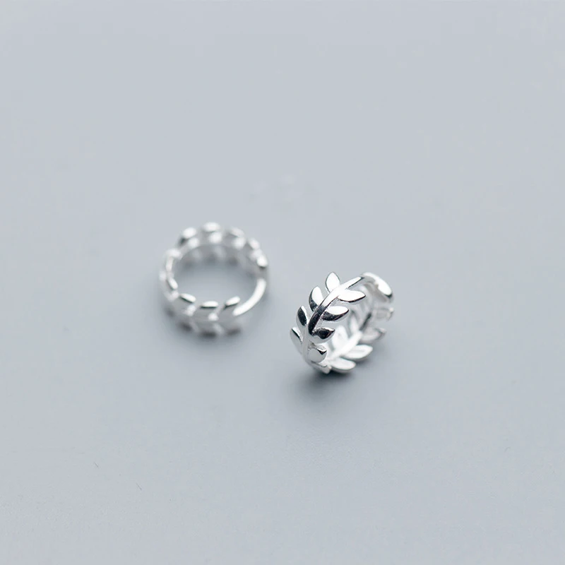 Серьги из серебра 925 пробы для женщин маленькая серьга-кольцо с растительным
