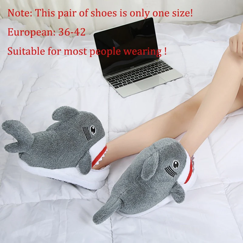 CBJSHO Unisex Winter Animal Furry Slipper Warm Soft Bottom Home Indoor Men Women Shark Shape Slippers Plush Unicorn | Обувь