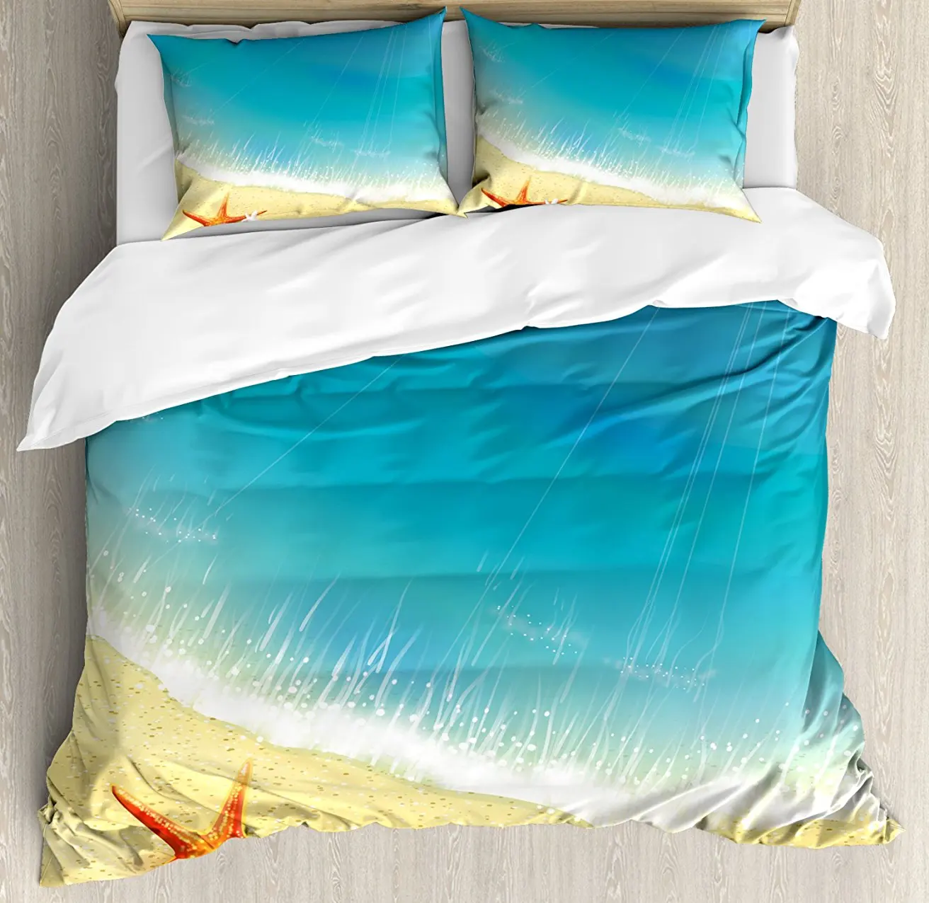 Декор морской звезды набор пододеяльников для пуховых одеял Seashore View Waves на