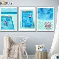 nordic modern and fresh summer swimming pool decoration canvas print painting poster art wall picture living room home decor