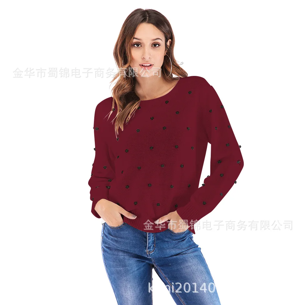 S-XL o neck long sleeve sweater autumn winter dot knitted casual leisure brand christmas | Женская одежда
