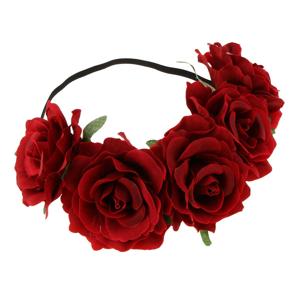 Women's Oversized Floral Crown Rose Flower Headband Wreath image 3