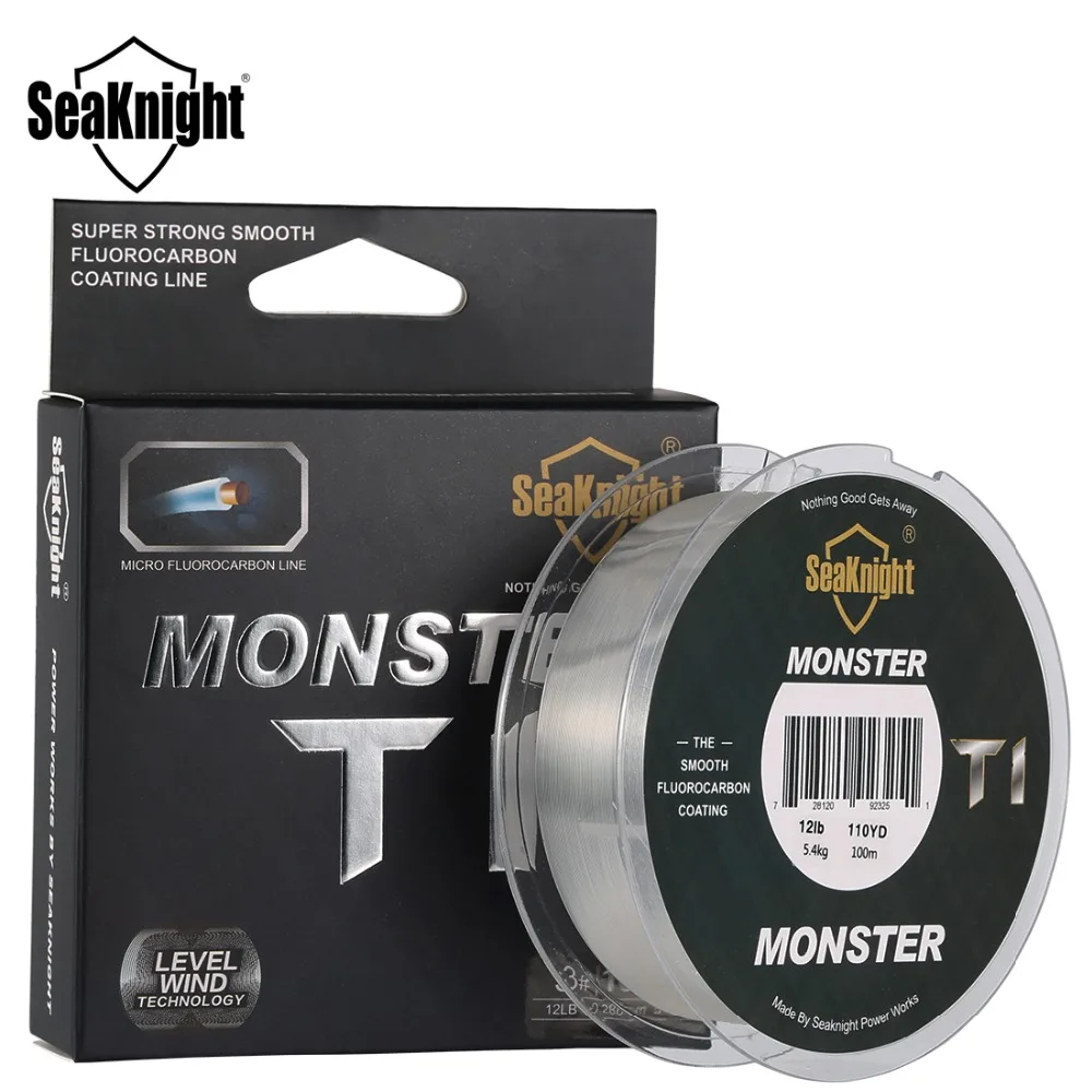 Рыболовная леска SeaKnight MONSTER T1 100 м 100% фторуглеродное покрытие мононить лидер