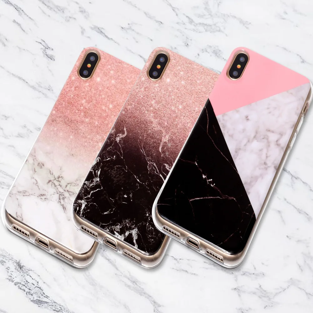 Блестящий Мраморный чехол для iPhone X 6 S 7 8 Plus 5 5S SE мягкий силиконовый IMD Соединенные